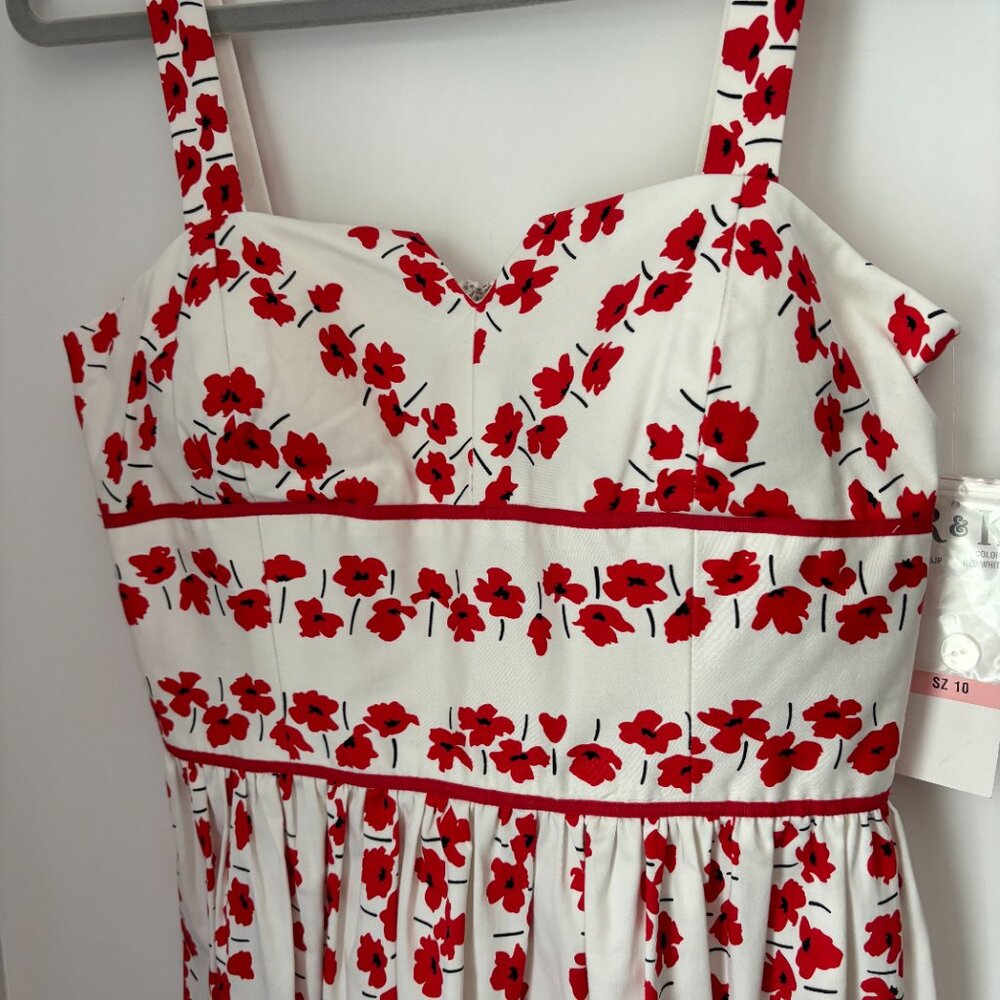Vintage R&K Originals Red Poppy Flower Built in Bra Fit and Flare Sundress 10 - Picture 4 of 15